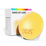 Wake Up Light Sunrise Alarm Clock for Kids, Heavy Sleepers, Bedroom, Full Screen Light with Sunrise Simulation, Fall Asleep Aid, Dual Alarms, FM Radio, 14 Colors, 7 Natural Sounds, Ideal for Gift