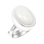 ARIHANT GEMS & JEWELS White 6.25 Ratti Silver Opal Adjustable Ring Natural and GJSPC Certified for Both Men and Women