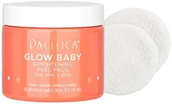 Pacifica Beauty, Glow Baby Brightening Peel Pads 10 Percent AHA And BHA, 60 Pc, Brightens And Exfoliates, For All Skin Types, Fragrance Free, Clean Skin Care, Vegan and Cruelty Free