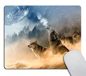 Wasach Gaming Mouse Pad Custom,The Wolf and The Moon Mousepad Non-Slip Rubber Gaming Mouse Pad Rectangle Mouse Pads for Computers Laptop