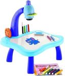 Vajito® Drawing Projector Painting Desk Table with 3 Patterns -12 Colorful Water Pens with Table Lamp for Better Creativity and Education for Kids (Blue)