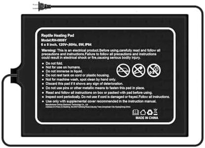 COSYTOUR Reptile Heat Pad, 6x8 Inches, Adjustable Temperature Control, 8W, for 10-20 Gallon Tanks (S, Heat Mat)