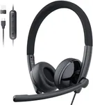 EMEET HS50 Wired Headset with Mic, On-Ear Computer Headphones with Noise Cancelling Microphone, USB-A/USB-C, Adjustable Design, in-line Control for Home Office Online Class Teams Zoom, All Day Comfort