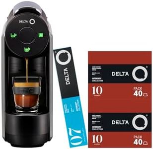 Delta Q - Cafetera de Cápsulas MiniQool - Color Gris - 19 Bares de Presión - Capacidad 0,6 L - Incluye 80 Cápsulas Intensidad 10 y 10 Cápsulas Descafeinado
