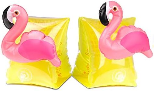 MoKo Swim Arm Bands for Kids, Toddlers Begin to Swim Inflatable Pool Floats Sleeves, Cute Cartoon Swimming Wings Armlets Rings Floaties Tubes, Water Sports Learning Swim Training Aids, Flamingo