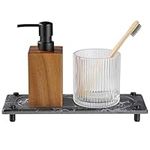 Navaris Instant Dry Sink Organizer - Fast Drying Stone Sink Caddy - Bathroom or Kitchen Tray with Stainless Steel Feet - Hold Soaps & Bottles - Black Marble