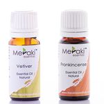 Meraki Essentials Third Eye Chakra (Ajna Chakra or Sixth Chakra) 100% Pure|Natural| Essential Oil Set (Frankincense|Vetiver)10 ML Each|Strengthens intuition|Deepens Spirituality|