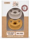 Mila & Lulu Round Silicone Pacifiers (Set of 2) – 100% Food-Grade, One-Piece Design, Soft Round Nipple, Airflow Shield, Multi-Use Pacifier & Teether for Newborns and Infants 0+ Months - Cloud/Sun