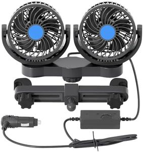 XGGYA 12V DC Rear Seat Cigarette Lighter Fan, Low Noise Dual Head Air Circulation Car Seat Fan, Infinitely Variable Speed, 360°Degree Rotation Portable Truck Fan, Suitable for Truck,Van, SUV,RV