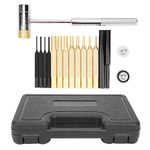 Nikou Punch Set, 17Pcs Punch Fixed Pin Roll Pin Driver Set Double Head Hammer Brass Stainless Steel Maintenance Tool with Plastic Box for Home Industry Gunsmithing Maintenance