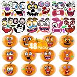 OBOVO Halloween Stickers 48 Sheets Stickers Craft Halloween Decorating Stickers Kit, Halloween Party Favors for Kids Pumpkin Face Stickers for Halloween Party Supplies