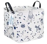 LANGYASHAN Square Storage Baskets Waterproof Canvas Children Laundry Nursery Hamper for Shelves Gift Baskets Toy Organizer Room Decor (Square spaceship)