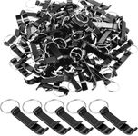 100 Pieces Aluminum Bottle Opener Keychain Pocket Small Bar Claw Beverage Keychain Ring Heavy Duty Black Beer Bottle Opener for Home Kitchen Bar Bartender Wedding Party