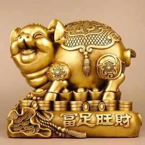 BPBYZY Brass Pig Statue Chinese Attract Wealth Symbol Good Luck Feng Shui Money Pig Statue for Home Office Desk Decor New Year Housewarming Gift Unique(Brass Statue5)