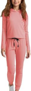 Sweet Hearts Girls' Sweatsuit Set - 2 Piece Super Soft Fleece Lined Pullover Hoodie and Jogger Sweatpants (7-16), Size 10-12, Mauve