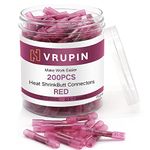 Vrupin 200PCS Heat Shrink Butt Connectors, 22-16 AWG Red Marine Grade Waterproof Electrical Wire Connectors, Tinned Copper Insulated Wire Crimp Terminals Butt Splice for Boat Truck