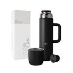 Simple Modern 36oz Insulated Hot Beverage Bottle with 2 Mugs | Travel Coffee Thermos for Hot Drinks | Twist and Pour Top | Commute, Travel, and Picnic Friendly | Roam Collection | Midnight Black