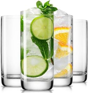 LUNA & MANTHA Highball Glasses Set of 4, 13oz Drinking Glasses Lead-Free Crystal Tall Water Glasses for Mojito, Tom Collins, Iced Tea, Gin & Tonics, Home Bar, Birthdays, Housewarming Gift, Clear