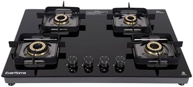 Everflame Spectre 4 Burner Gas Hobtop | 8mm Toughened Glass Cooktop | Manual Ignition | SABAF Italian Gas Valves | 5 Years Warranty(Glass, Burner & Valve) + 2 Years Comprehensive Warranty