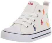 POLO RALPH LAUREN Girl's Hamptyn Hi Ii White Mlt RPT Pp Sneaker, White Multi, 5.5 Toddler