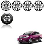 Auto Pearl Car Full Silver Black Wheel Cover Caps 15" Inches Press Type Fitting for - Manza