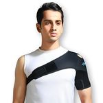 Gochamps Shoulder Support | Adjustable Strap Brace | Light and Breathable | Protecting from the Shoulder Injuries | Product is compatible for both Right and Left shoulder | Universal