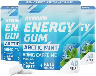 GYMGUM Energy Caffeine Gum | 50mg Caffeine | 0 Calories Sugar-Free, Keto-Friendly Focus Booster | Fast-Acting Caffeinated Chewing Gum with Guarana & L-Theanine (120 Count, Arctic Mint)