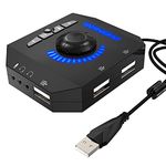 Multimedia Controller Knob, External Sound Card with 3.5mm Headphone Microphone Jack and Volume Control 3 Port USB Hub for Laptop PC HDD Disk Audio Adjuster for MAC/Win7/8/10