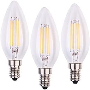 FEILEMAN 3 Pack E14 Candle LED Bulb, Filament E14 LED Vintage 5W (Replacement for 45 Watt) Candelabra Base Light Bulb, 2700K Warm White C35 550Lm Small Edison Screw, Not Dimmable Chandelier LED