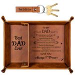 Best Dad Ever Gifts for Dad from Daughter, Fathers Day Dad Gifts PU Leather Valet Tray & Keychain, Father's Day Birthday Gifts from Daughter Son Wife, Men Gift for Dad New Dad Gifts for Husband