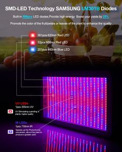 KOSCHEAL KS2000 LED Grow Light – Full Spectrum, Samsung LM301B, 230W, UV, Daisy Chain, Indoor Plants