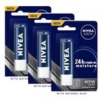 Nivea Men Active Care Lip Balm, 4G (Pack Of 3), Transparent