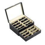 AUTOARK Leather 16 Piece Eyeglasses Storage and Sunglass Glasses Display Drawer Lockable Case Organizer,Black,AW-093