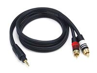 Monoprice 105597 3-Feet Premium Stereo Male to 2RCA Male 22AWG Cable, Black