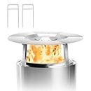 Fire Pit Heat Deflector for Solo Stove Bonfire 19.5", 304 Stainless Steel Portable Heat Diffuser Accessory for Firepit Captures Redirects Warmth, Detachable Burner Cover with Handle&Leg Accessories