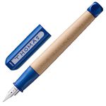 LAMY abc blue - child-friendly Fountain Pen for writing beginners with ergonomic grip & polished Left-Handed steel nib (LH) in size M - robust maple wood - including LAMY T 10 blue ink cartridge