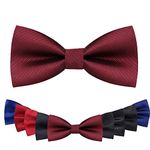 EHIOG Men's Pre-Tied Bow Ties Stripe Bowtie, Classic Tux Bowtie Adjustable Neck Bowtie Satin Bow Tie for Formal Party Wedding Banquet (Dark Red Fine Lines)