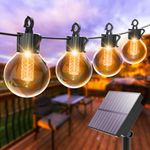 litogo Solar String Lights Outdoor Waterproof - 46FT Led Patio Light Solar Powered, 4 Mode 27 Edison Bulbs, 2700K Warm White Hanging Lights for Outside Garden Camping Gazebo