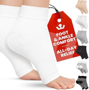 KEMFORD Ankle Compression Sleeve - 20-30mmhg Open Toe Compression Socks for Swelling, Plantar Fasciitis, Sprain, Neuropathy - Brace for Women and Men
