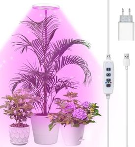 Lámpara LED de espectro completo para plantas de interior 155cm altura regulable, luz para plantas con 72 LED, 3 niveles de brillo regulable, temporizador de 3/9/12 horas para plantas de (Blanco)