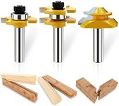 Tongue and Groove Router Bit Tool Set 3 Teeth Adjustable T Shape Wood Milling Cutter 1/2 Inch Shank with 45°Lock Miter Bit 1/2 Inch Shank for For Router Table/Base Router/Kitchen/Bathroom