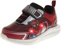 Marvel Spiderman Shoes LED Lightup Shoe - Spidey Sneakers Easy Slipon Laceless Strap Closure Casual Athletic Sneaker for Kids Boys - Red Black (Size 11 Little Kid)