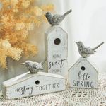 Set of 3 Birdhouse Shaped Wooden Ta