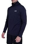 TCA Men's Warm Up Long Sleeve Training Workout Funnel Neck Thermal Running Top with Thumbholes - Night Sky, L