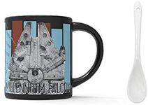 Zak Designs Star Wars Ep4 Unique 3D Character Sculpted Ceramic Coffee Mug with Ceramic Spoon, Collectible Keepsake and Wonderful Coffee Mug (16 oz, Millennium Falcon, BPA-Free)