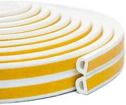 Draught Excluder Tape for Door Window Self-Adhesive Foam Sealing Strip Type D Against Cold Draught/Soundproof/Waterproof/Dustproof, 3M x 4 Seals Total 12M White