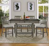 Lexicon Saratoga 5-Piece Counter Height Dining Set, Coffee/Antique Gray