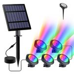 NATPOW Solar Pond Lights, 18 LED Super Bright RGB Landscape Spotlights IP68 Underwater Pond Lights Submersible LED Lights for Fish Aquarium Tank Garden Yard Pool Fountain Pond (5 Head Lamp)