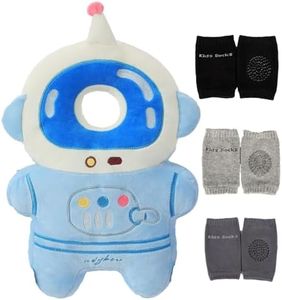 Feidoog Baby Head Protection Backpack with 3 Baby Knee Pads - Soft & Lightweight Head Protection for Walking and Crawling,Blue White Astronauts