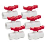 Bwintech 6pcs 40MM PVC Ball Valve, Tap Water Stop Ball Valve, 90 Degree Control Lever Valve Pipe Fitting